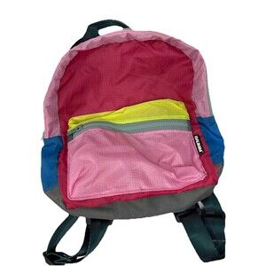 Baumm Colorful Mini Block Backpack Nylon Zip Up 10x11" Adjustable Straps Zip Up